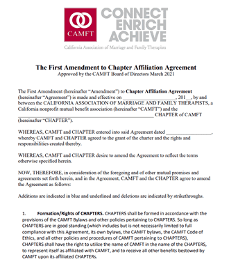 First Amendment to Chapter Affiliation Agreement