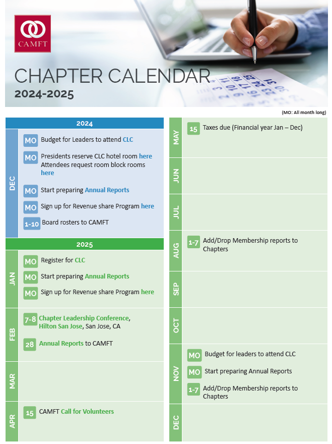 Chapter Calendar December 2024 