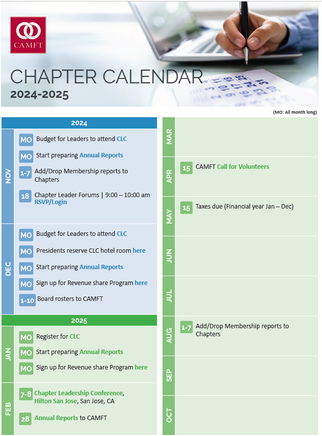Chapter Calendar November 2024