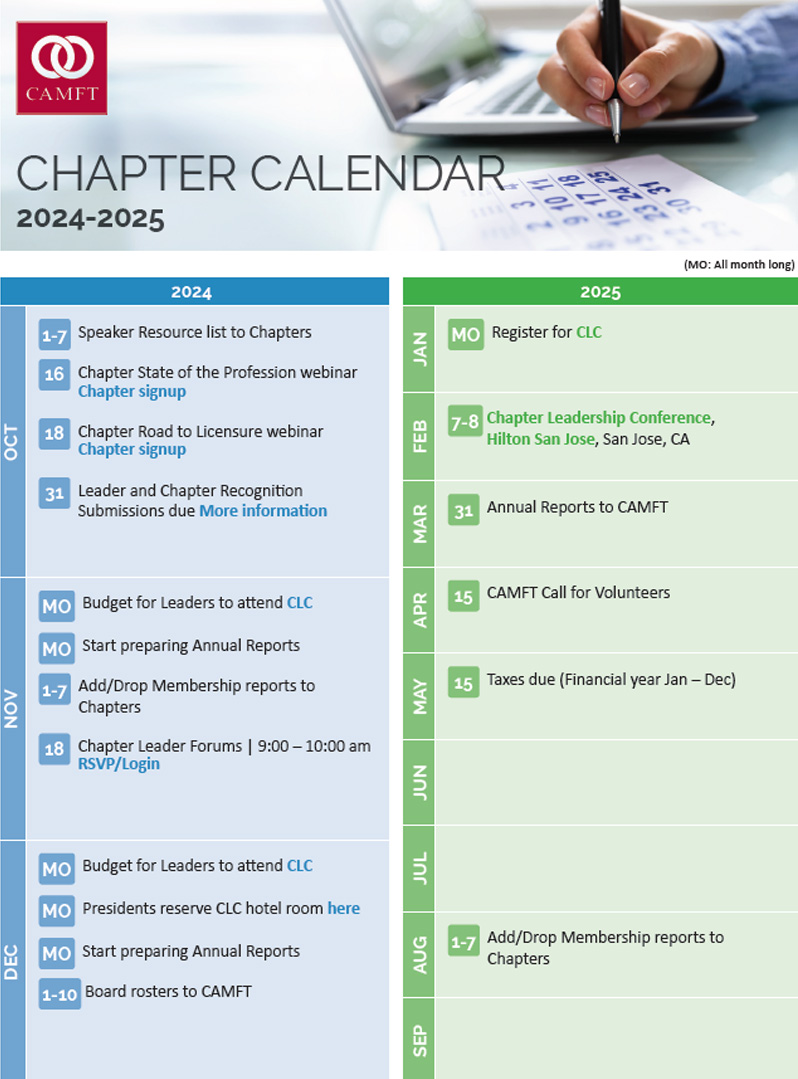 Chapter Calendar October 2024