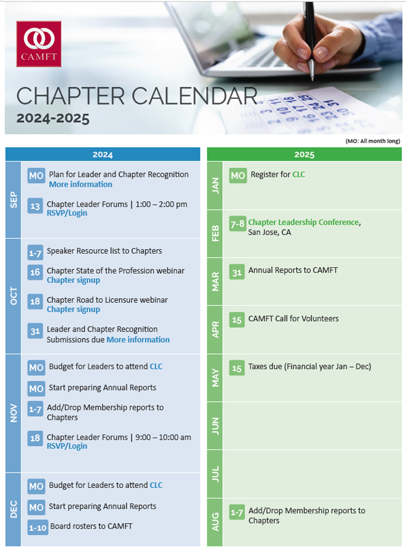 Chapter Calendar September 2024