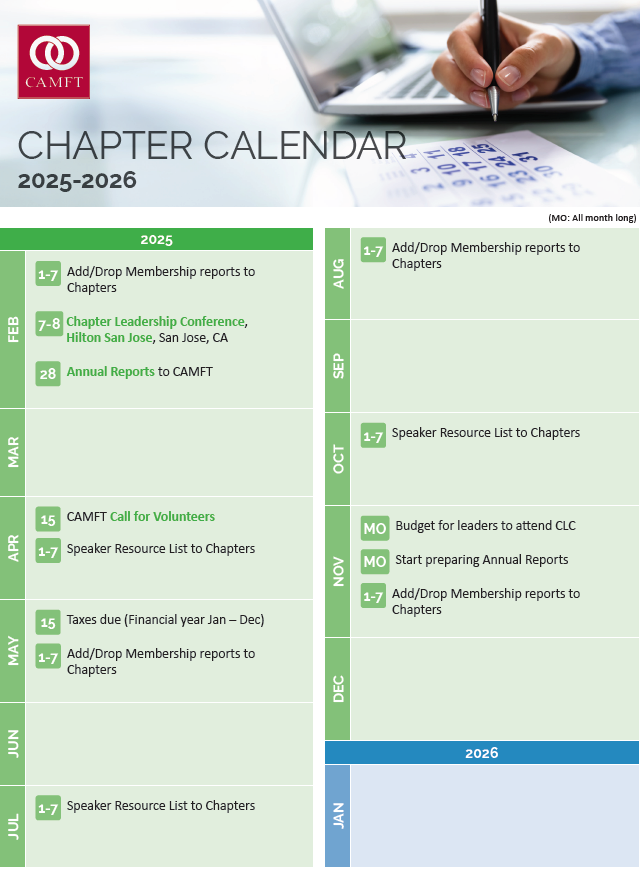 February Chapter Calendar