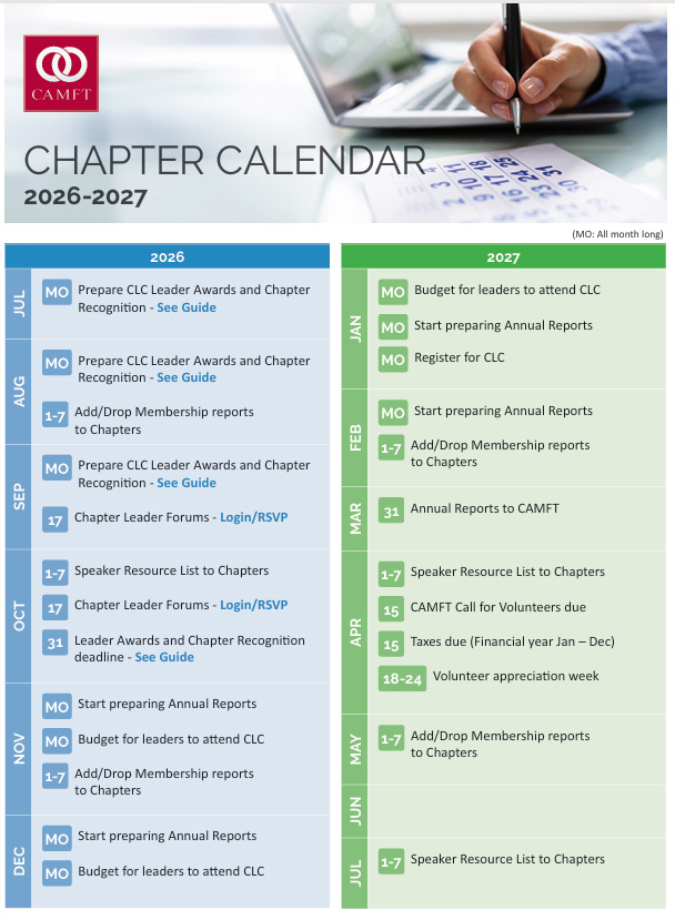 July 2026 Chapter Calendar