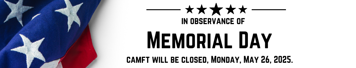 CAMFT office closed Memorial Day 2025
